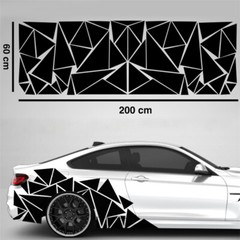 Car Body Side Geometric Triangle Graphic Decal Glossy Black Sticker Trim 78x23in