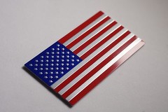 (8 Pack) Aluminum US American Flag Sticker Decal | Auto Car Emblem 3.15″x1.75″