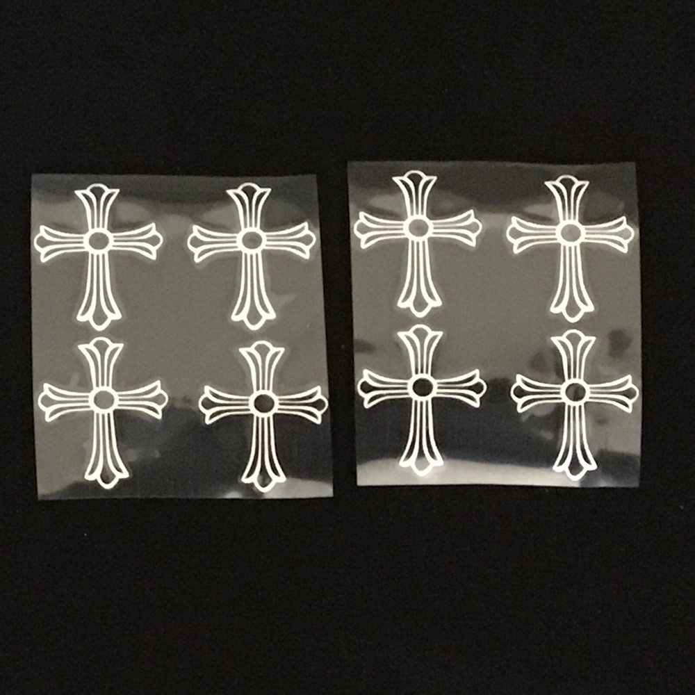 8 White Cross Car Sticker For Window / LapTop / Rooms St-243