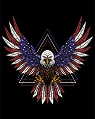 American Eagle Fly Flag USA MADE Window Decal Sticker Vinyl 6Years+ Resistance