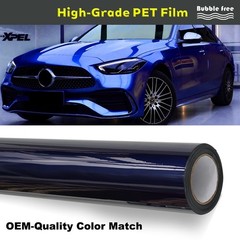 5FTx50FT PET Gentian Blue Metallic Vinyl Wrap Self-Adhesive Air Release US Stock
