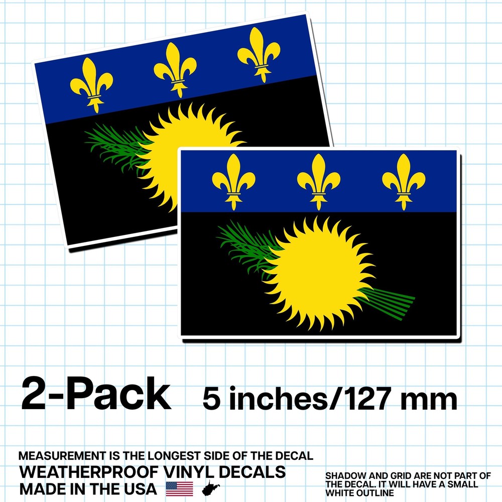 Guadeloupe Flag Sticker 5″ 2-Pack – GP Decal – Guadeloupean Pride Vinyl