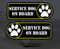 Service Dog On Board Sticker Decal – 4″ Left + Right Facing Fender