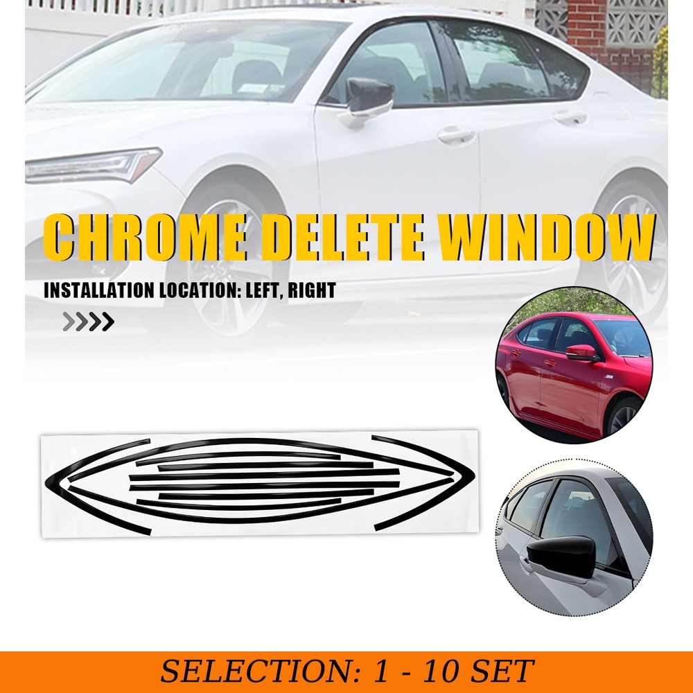 1-10Set Gloss Black Finish Window Sticker Kit for Acura TLX 15-20 Vinyl Overlay