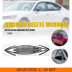 1-10Set Gloss Black Finish Window Sticker Kit for Acura TLX 15-20 Vinyl Overlay