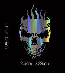 Holographic Laser SKULL GOTH SKELETON 6” Inch Vinyl Decal Sticker 1PC