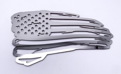 Distressed American Flag Decal Emblem – Polished Stainless Steel (9″ x 5.5″)