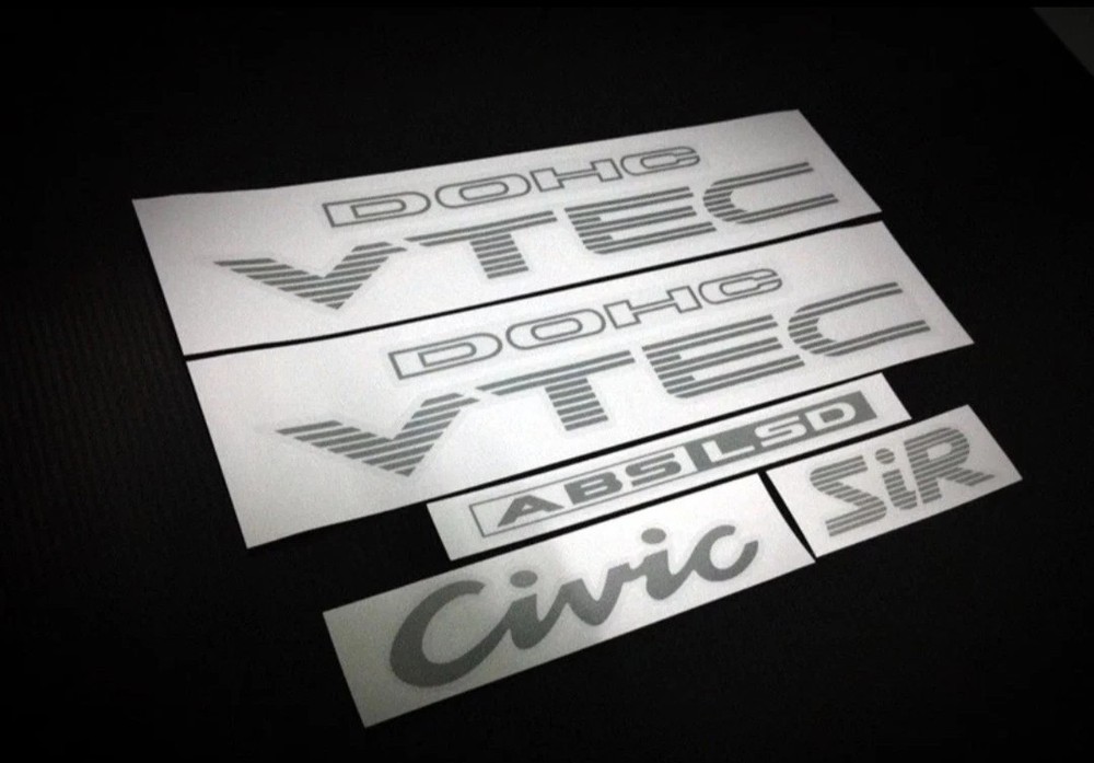 DOHC Vtec ABS LSD civic Sir Silver vinyl Decals set Honda Civic
