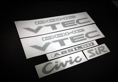 DOHC Vtec ABS LSD civic Sir Silver vinyl Decals set Honda Civic