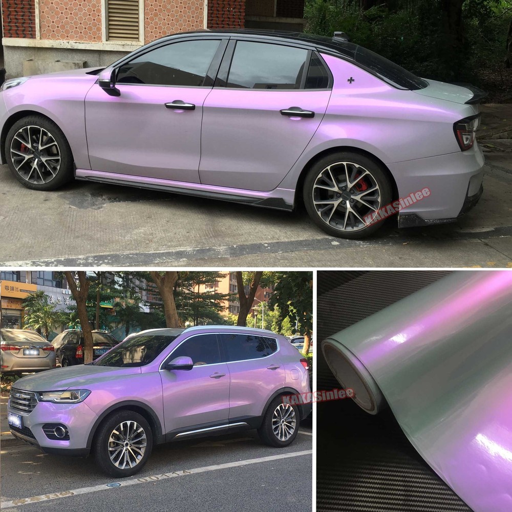 Full Car Wrap / Grey PUR Chameleon Pearl Metal Chrome Vinyl Sticker Stretch – US