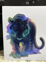 BLUE TIGER Multicolor LED Holographic Rainbow Metallic 3” Vinyl Decal Sticker