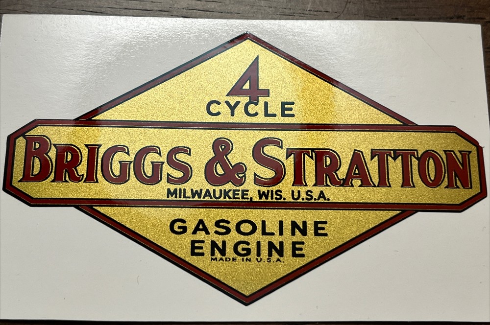 Briggs & Stratton old repro 1946-47 No Patent No. First Gasoline Engine Decal 1