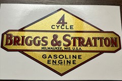Briggs & Stratton old repro 1946-47 No Patent No. First Gasoline Engine Decal 1