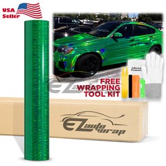 Holographic Brushed Aluminum Emerald Green Rainbow Car Vinyl Wrap Sticker Sheet