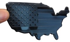 ALUMINUM American Flag Decal Sticker Car, Motorcycle, Patriotic US Country Black