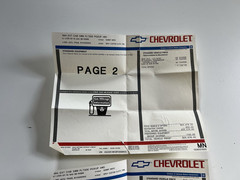 1994 EXT CAB SILVERADO 4X4 5.7 WHITE OFF ROAD CHEVROLET DEALER WINDOW STICKER