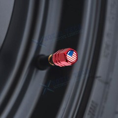 Reflective Red American Flag Sticker Tire Valve Stem Caps for Car, Trunk, SUV