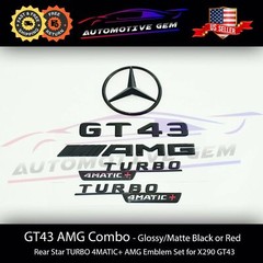 GT43 AMG TURBO 4MATIC+ Plus Star Emblem Black Badge Combo Set for Mercedes X290