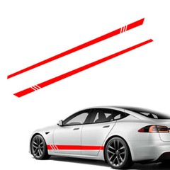 1Pair Car Side Skirt Racing Stripes Vinyl Door Decal Sticker Accessories 220cm