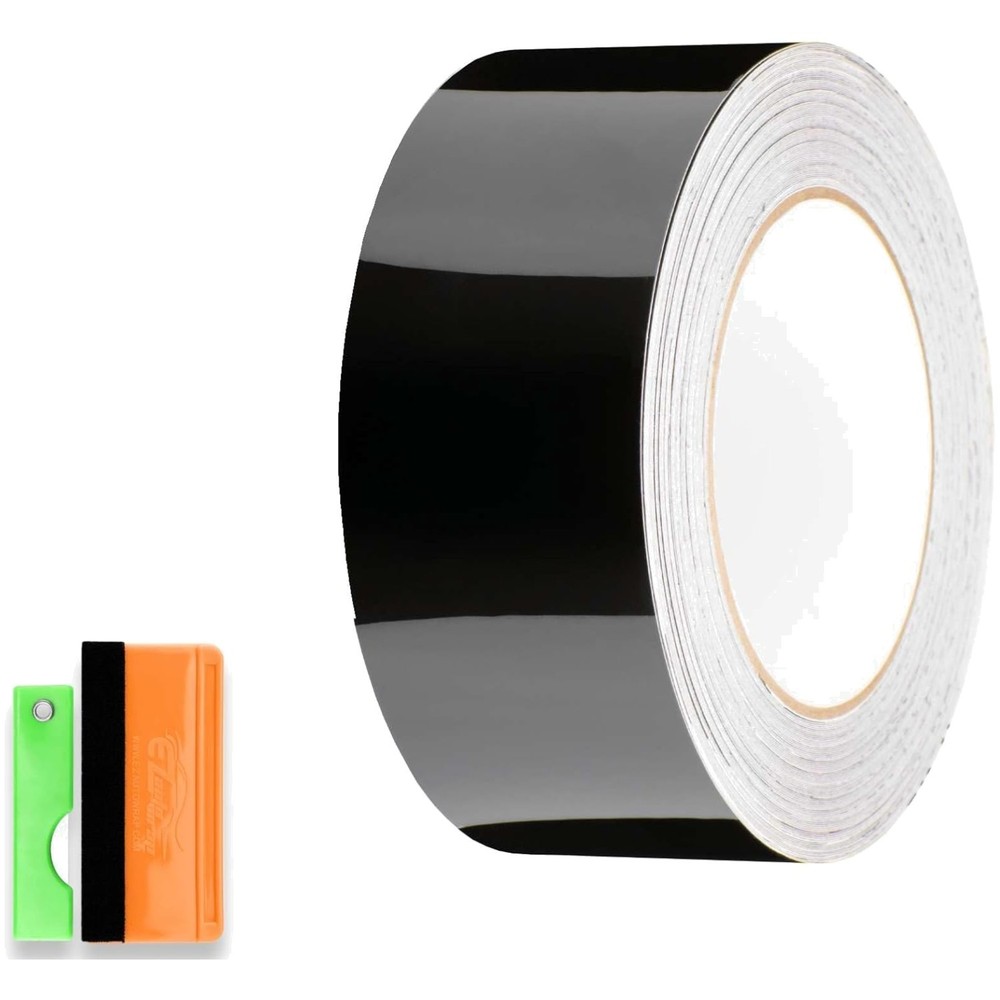 Durable 2 in x 25 FT Gloss Black Vinyl Wrap for Car Customization & Protection
