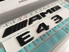 Matt black ” E43 + AMG ” Letters Trunk Emblem Badge Sticker for Mercedes Benz