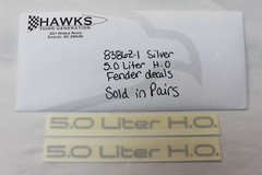 1983-1986 Chevrolet Camaro 5.0 Liter H.O. Fenders Rocker Decals Pair Silver