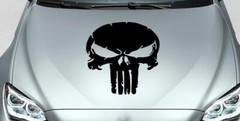Skull Hood Decal large auto graphics vinyl sticker skull bone Gun trailer