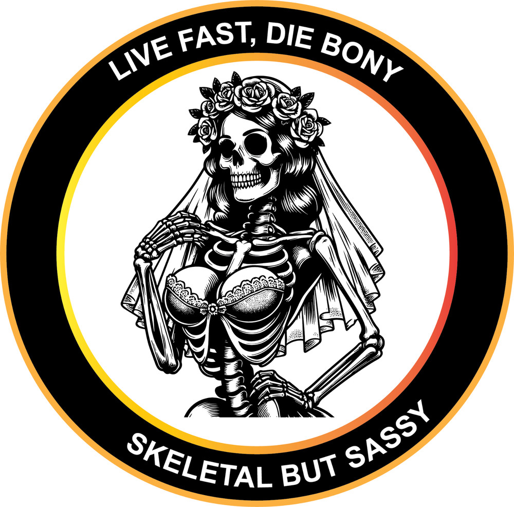 Funny Skeleton lady wedding dress Sticker Decals – Stickers for Car, Laptop,