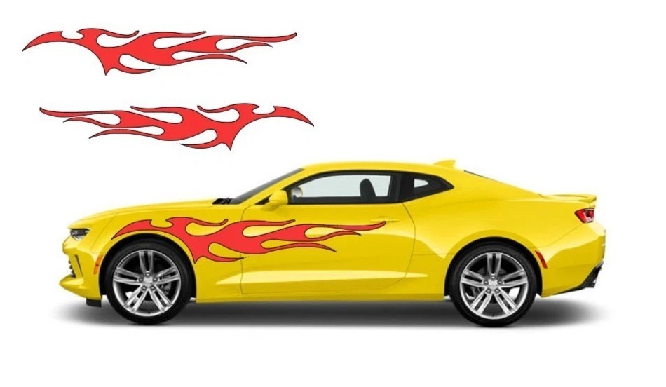 Flame decal set large 12″x 48″ tribal graphic body car truck vinyl sticker v2