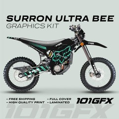 Surron Ultra Bee Graphics Kit FOX RACE LINE Black Mint Decals Stickers