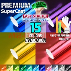 15 Colors Supercast Easy Stretch Chrome Car Vinyl Wrap Bubble Free Sticker Film