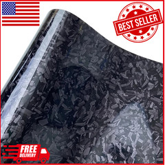 Forged Carbon Fiber Vinyl Wrap Film Glossy Black Car Interior Sticker Sheet Roll