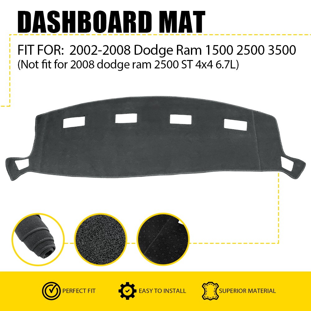 Gray Black Dash Mat Dashboard Cover Pad for 2002 – 2008 DODGE RAM 1500 2500 3500