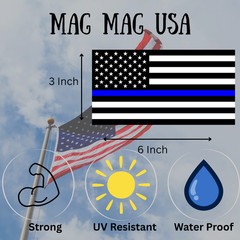 Thin Blue Line American Flag Heavy Duty Magnet Black and Blue 3″x6″ Cars Trucks
