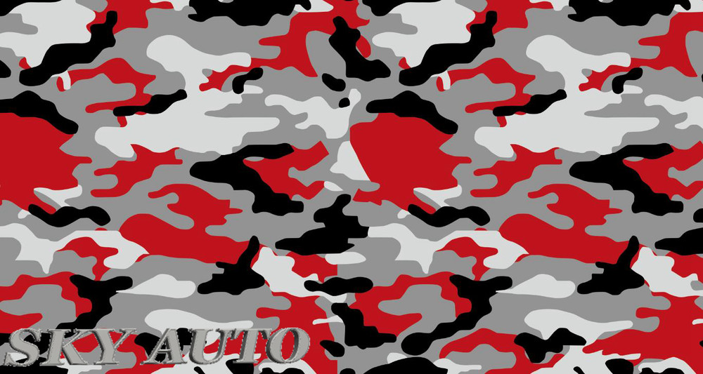Red Black Gray White Large Camo Vinyl Car Wrap Sheet + Free Tools( 2 feet & up )