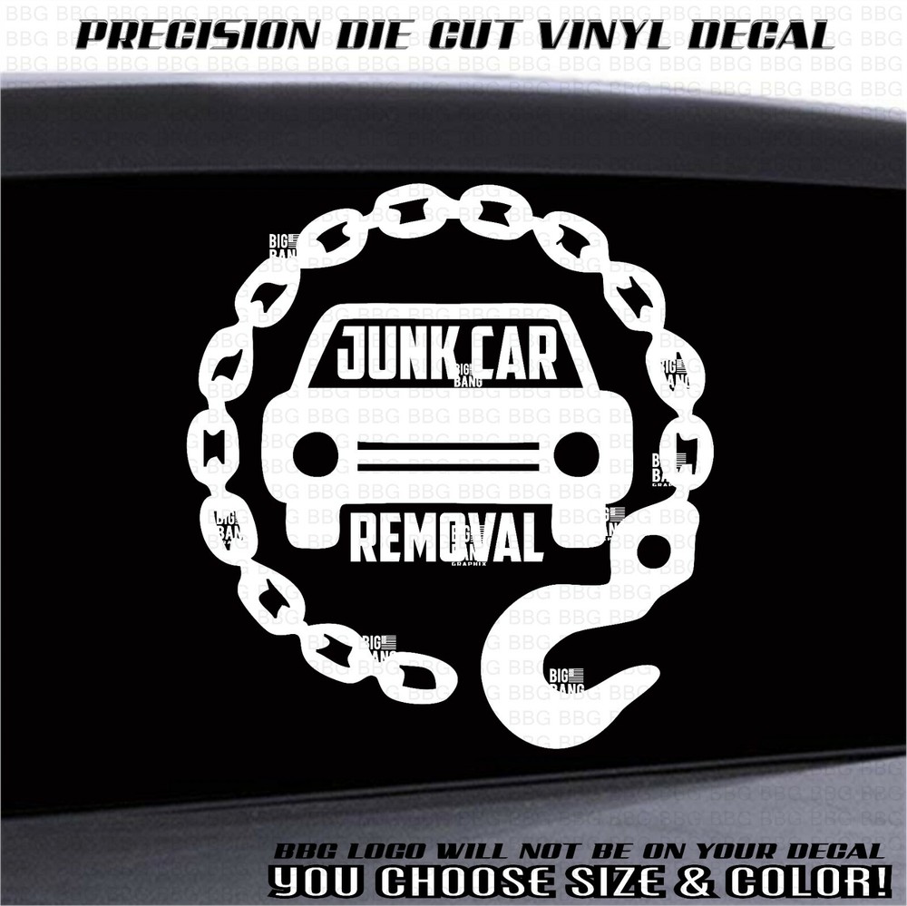 JUNK CAR REMOVAL Tow Truck Vinyl Decal Sticker Driver Business Owner ADVERTISING