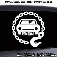 JUNK CAR REMOVAL Tow Truck Vinyl Decal Sticker Driver Business Owner ADVERTISING