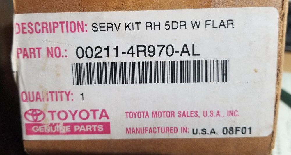 OEM Toyota 00211-4R970-AR PARTIAL Cladding Stripe Kit 1997-99 RAV4 RR Door
