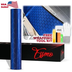 PET Honeycomb Carbon Fiber Satin Royal Blue Hex Vehicle Vinyl Wrap Decal Sheet
