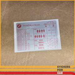 BMW E30 325 Allroad Tire pressure sticker decal Reifendruck Aufkleber 2121264C