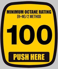 Small 1 x 1.5 inch 100 Octane Gas Pump Label Sticker (gasoline button us decal)