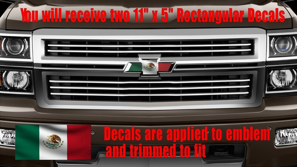 Mexican Flag OVERLAY Decals Stickers for Chevy Bowtie Emblem- 2 U CUT