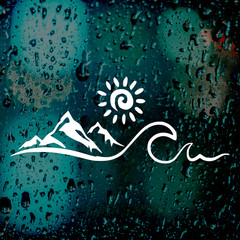 Mountain Sun Wave Decal | Nature Car Sticker | Beach Ocean Vinyl Adventure Gift