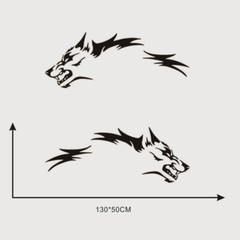 2Pcs Wolf Fashion Car Stickers Door Side Vinyl Decals 130cm*45cm Universal Black