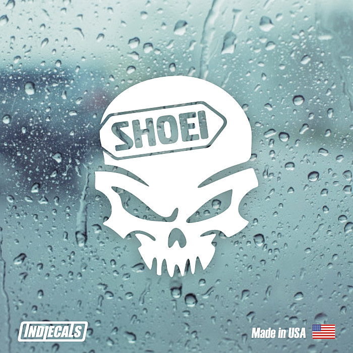 SHOEI Skull (Left) White Vinyl Decal 3.3 in x 4 in Moto Die Cut More Colors!