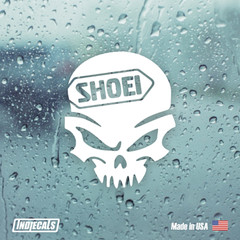 SHOEI Skull (Left) White Vinyl Decal 3.3 in x 4 in Moto Die Cut More Colors!