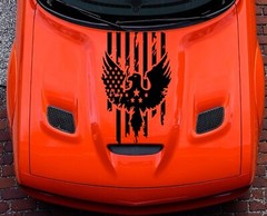 NEW Eagle USA Flag Hood Door Vinyl Decal Racing Stripes (Fits Challenger)