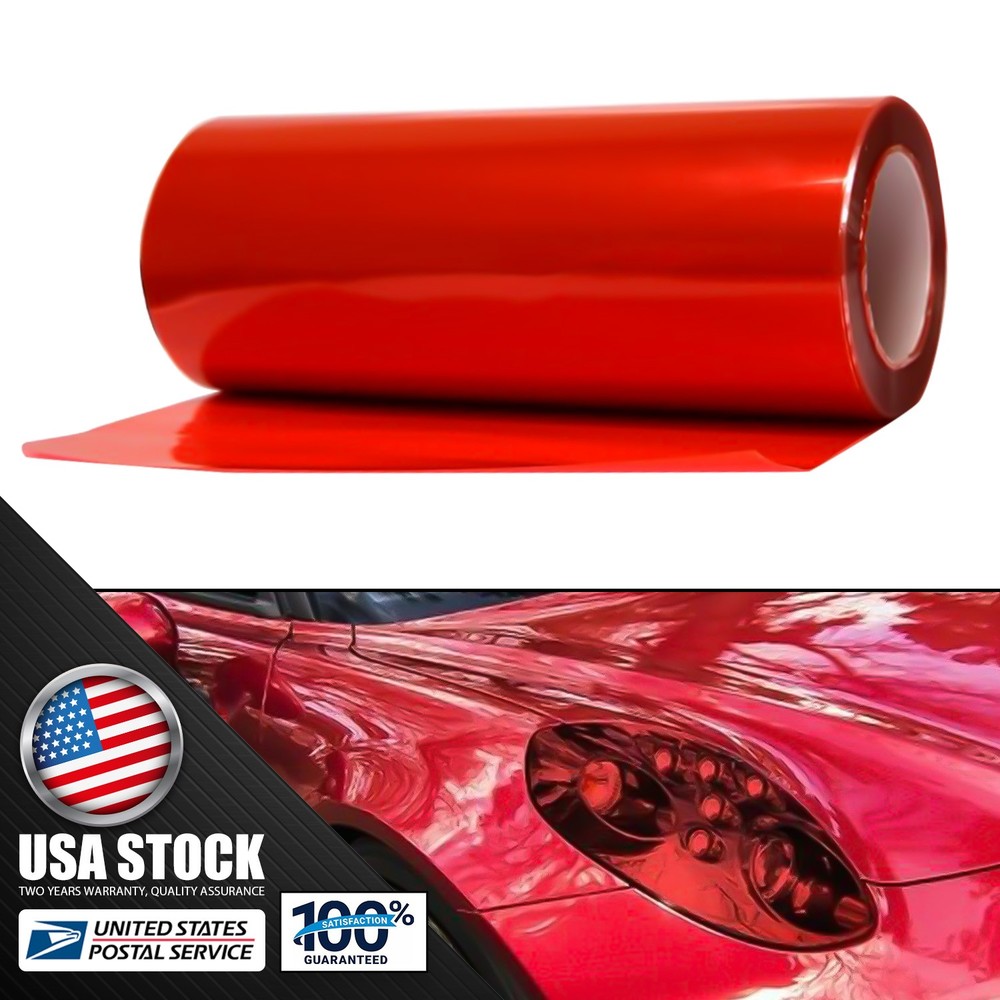 12″ x 71″ Gloss Red Headlight Taillight Fog Light PVC Tint Overlay Vinyl Film