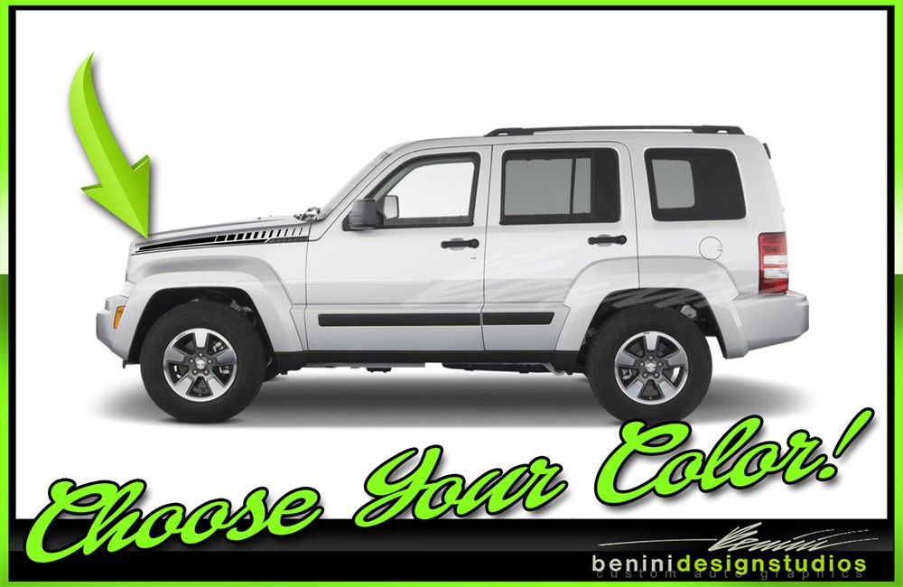 Vinyl Hood Stripes Graphics Decals – FITS2008 and up Jeep Liberty