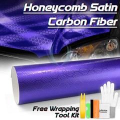 Honeycomb Carbon Fiber Satin Royal Purple Hex Car Sticker Decal Vinyl Wrap Sheet